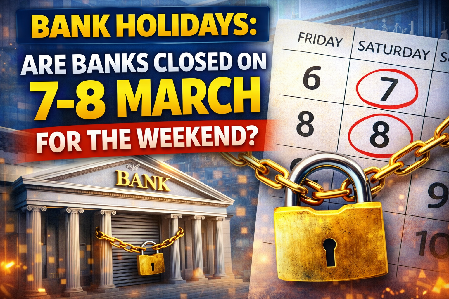 Bank Holidays: Are Banks Closed on 7–8 March for the Weekend?