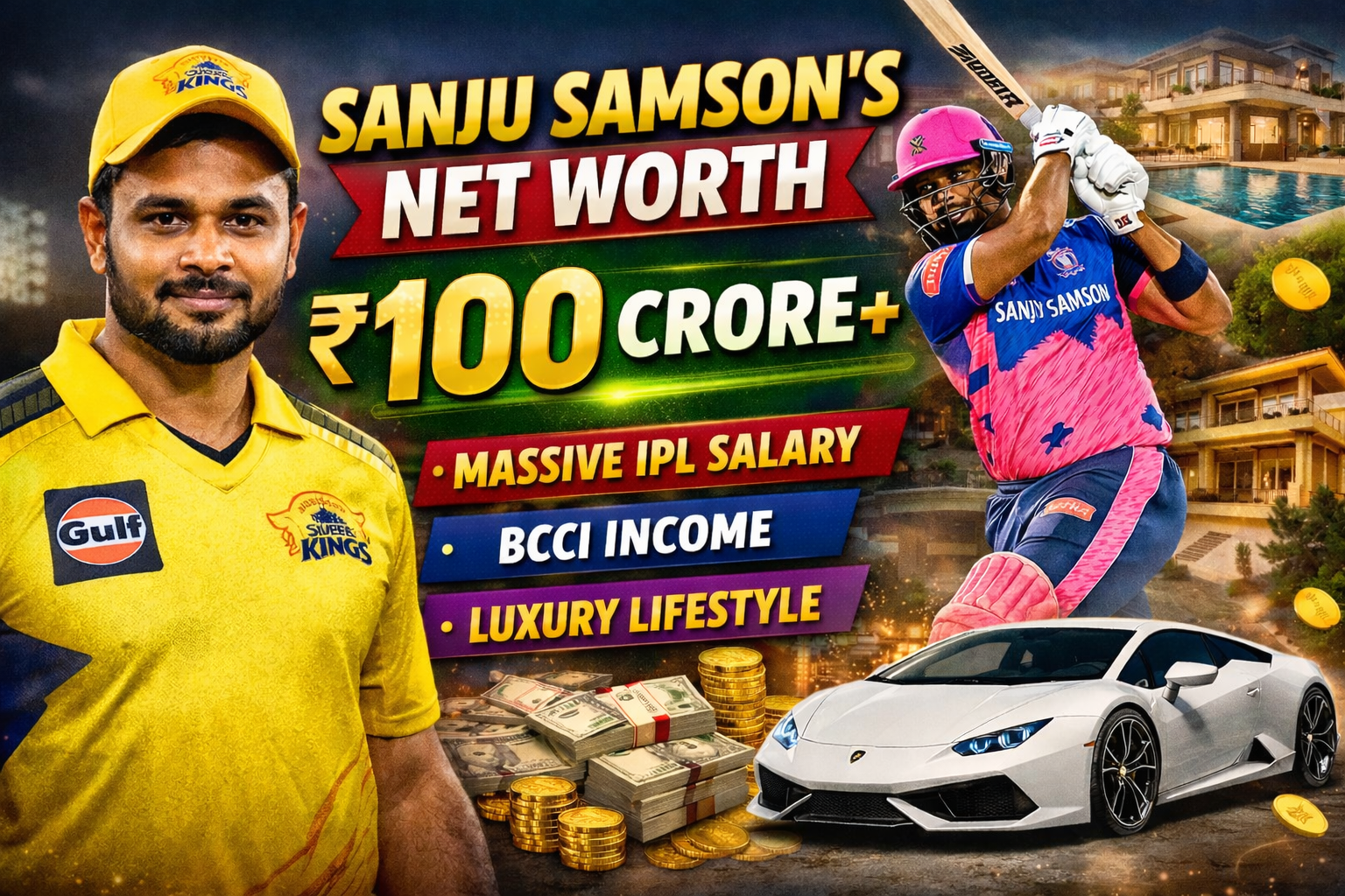 Sanju Samson’s Jaw-Dropping Net Worth: IPL Salaries, BCCI Payouts, Luxury Lifestyle & More